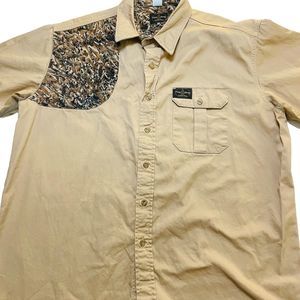 Flint River Outdoor Wear XXL Mens Hunting Shirt Tan w/Camo Right Rifle Padding
